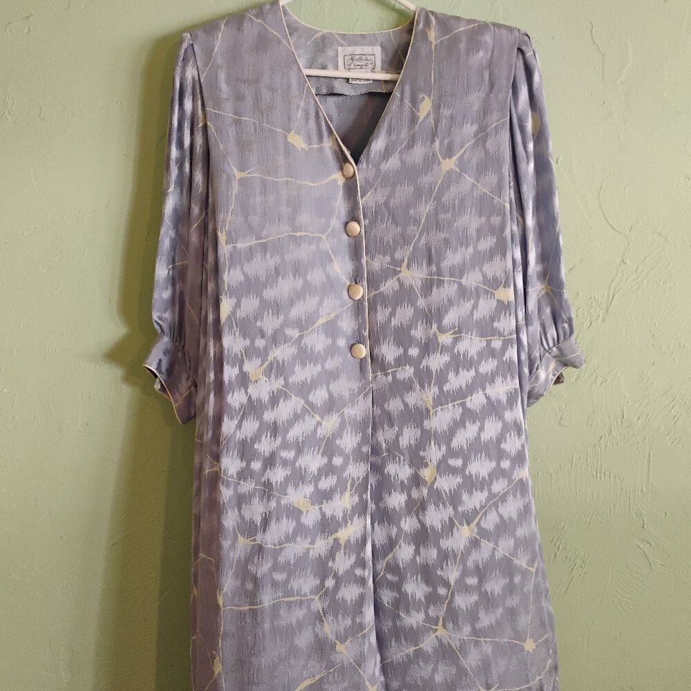 Galleria International Vintage Gray 100% Silk Dress Size 18